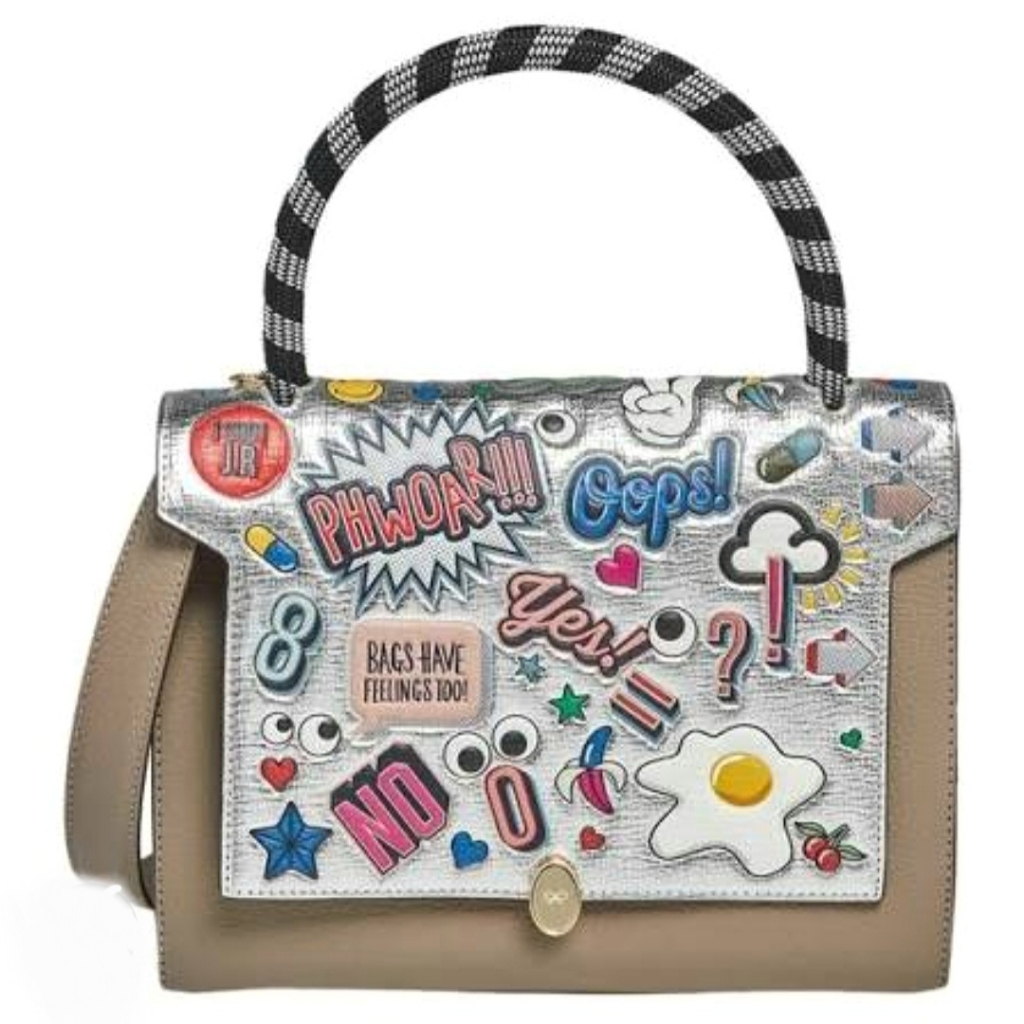 Anya Hindmarch Multicolor Leather All Over Wink Stickers Top Satchel Bag